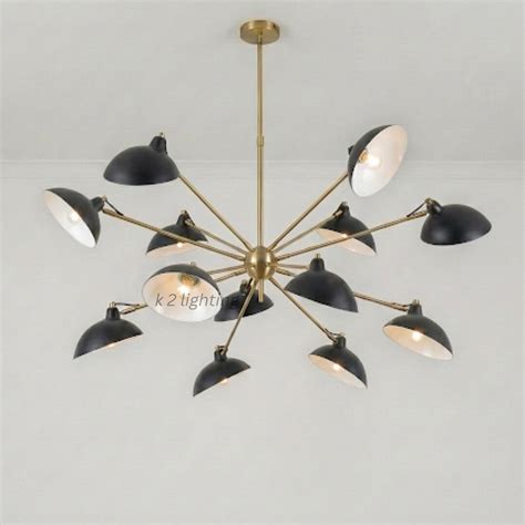 Buy Mid Century Modern Sputnik Chandelier - Brass & Black 12-light ...