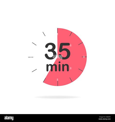 35 minutes timer. Stopwatch symbol in flat style. Editable isolated ...