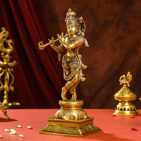 Brass Superfine Lord Krishna Idol (15 Inch) – Vedansh Craft