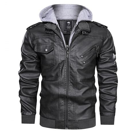 Men's Faux Leather Jacket Biker Jacket Motorcycle Jacket Outdoor Daily ...