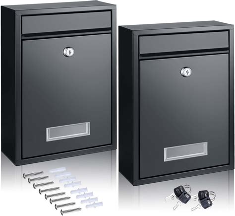 Gisafai 2 Pcs Key Lock Mail Boxes Outdoor Wall Mount Mailboxes Locked ...