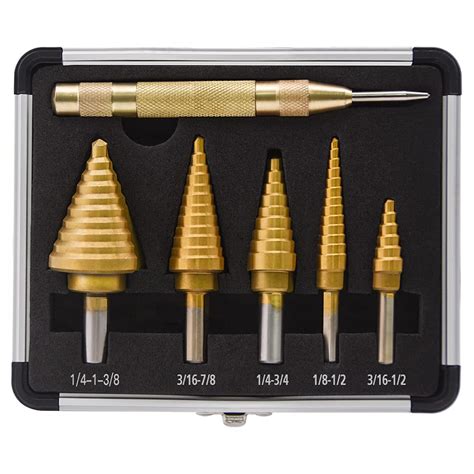 AYQWE 50-Piece Titanium Coated Step Drill Bit Set with India | Ubuy