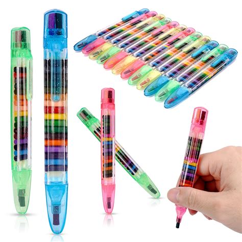 PROLOSO 20 In 1 stackable Crayons for Kids Glitter Pens Coloring ...