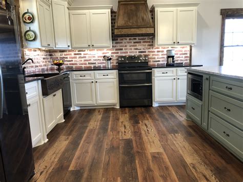 Farmhouse Brick Floor Kitchen