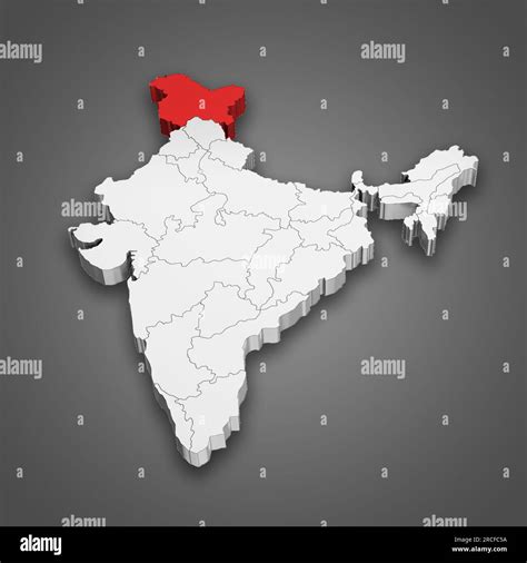 Jammu and Kashmir, Ladakh state location within India map. 3D Illustration Stock Photo - Alamy