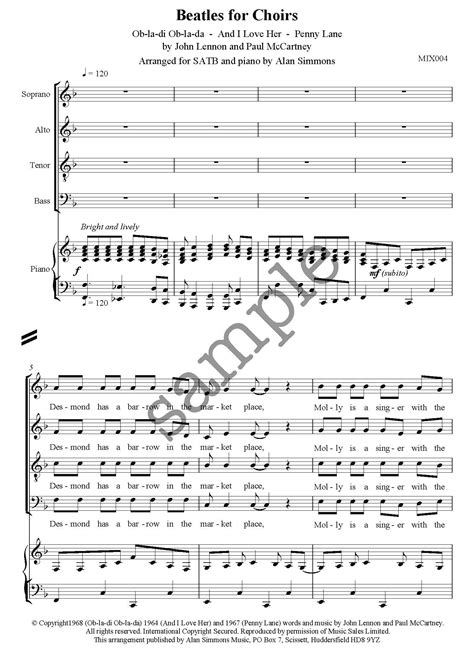 Beatles for Choir - SATB - Alan Simmons Music - Choral Sheet Music for ...