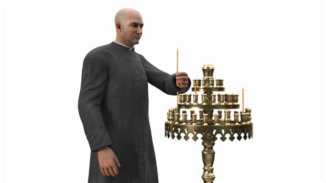3D Priest with Church Candlestick Stand | 3D Molier International