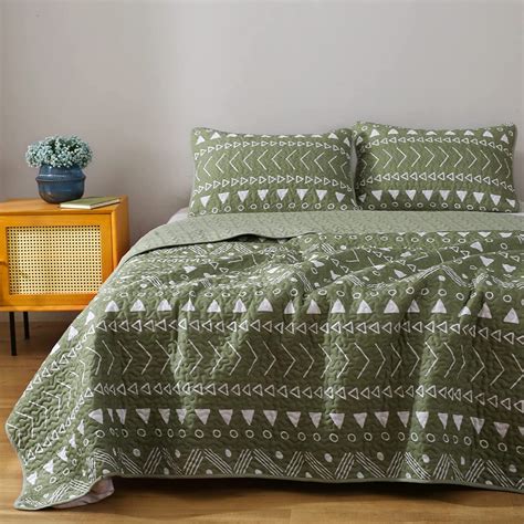 Boho Sage Green Quilt Set King Farmhouse Bedding Bedspread King Size ...