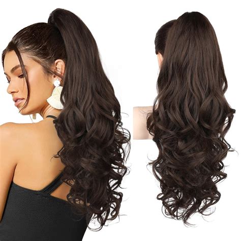 Amazon.com : REECHO Ponytail Extension, 24" Claw Clip in Ponytail ...