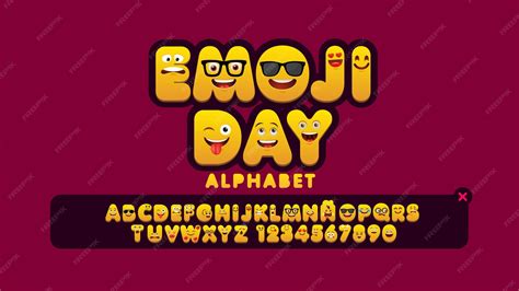 Emoji Alphabet Sourire Fait Face à Un Groupe De Caractères Vectoriels Lettre Police De ...