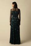 Buy Green Tulle Sequins, Beads High Neck Ashley Floral Embroidered Gown ...