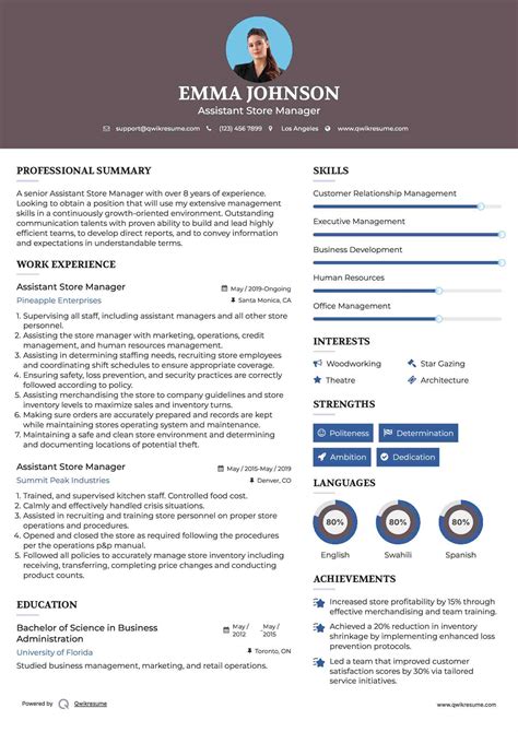 10+ Assistant Store Manager Resume Samples & Templates for 2025