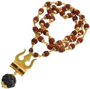Green Spiritual Mahakal Trishul rudraksha mala and big trishul Brass ...