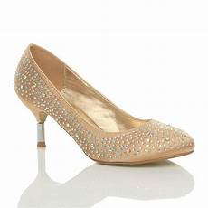 Wedding Pumps Low Heel by Womens Mid Low Heel Wedding Prom Bridal Diamonte Wedding Pumps Low Heel