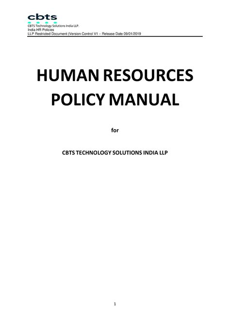 CBTS India HR Policies 9 - India HR Policies LLP Restricted Document ...