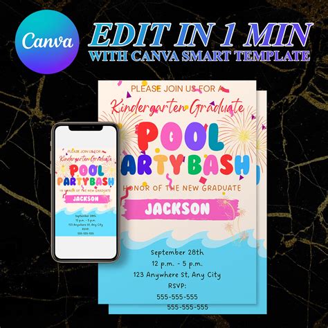 Kindergarten Graduation Pool Party Invitation Template – CreativeRino