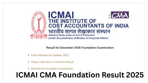 ICMAI CMA Foundation Result 2025 Out, Download Scorecard at icmai.in