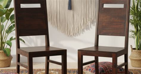 Angel's Everson Sheesham Wood dinning chair (Set of 2) In Walnut Finish