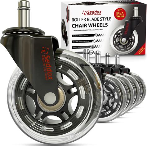 Professional Office Chair Wheels 10mm Stem - FIT IKEA Chairs ONLY - 3 ...