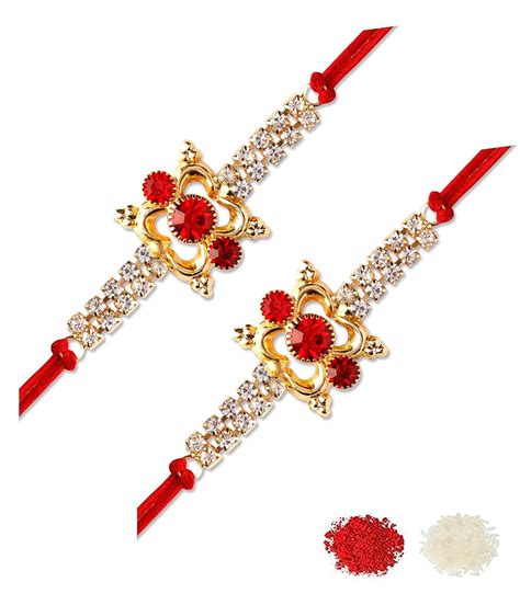 Bhavika enterprises Peacock design Kundan Meena Rakhi Raksha Bandhan ...