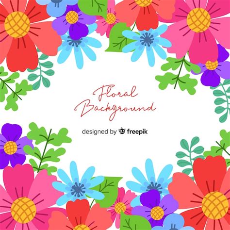 손으로 그린 화려한 꽃 배경 | 무료 벡터
