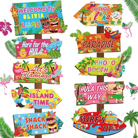 DPKOW 20pcs Hawaii Party Welcome Sign for Tropical Hawaiian Party ...