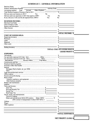 Schedule C Business Income Form - Blank Fillable Template | Fill Out ...