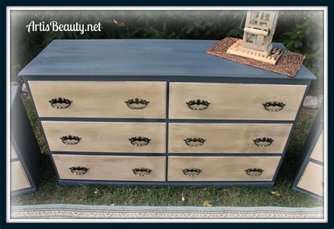 ART IS BEAUTY: 3 Piece Dresser and end table set Makeover