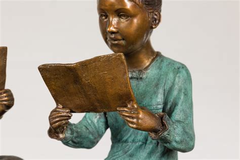 Boy and Girl Reading a Book Lost Wax Cast Bronze Sculpture on Marble ...