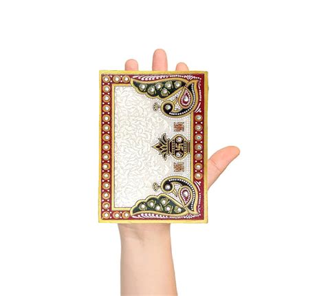 FREE BIRDS Marble Puja Chowki | Handpainted Kalash Peacock Art Design ...