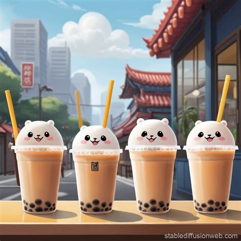 Taiwanese Bubble Tea Cups in Action | Stable Diffusion Online