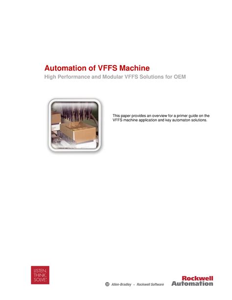 Automationof Vffsmachine - Automation of VFFS Machine High Performance ...