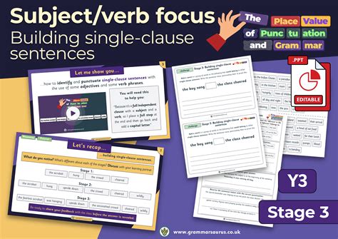 Year 3 Place Value of Punctuation and Grammar - Building single-clause ...