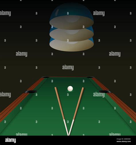 Billiard balls on the table with a cue and balls. American billiards ...