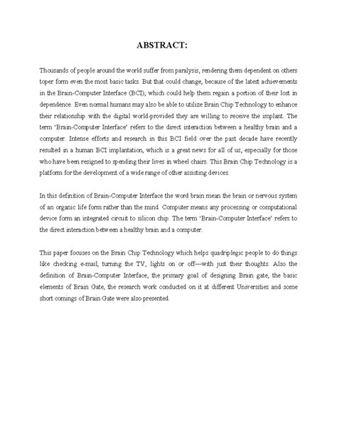 BCI Technology in Seminar Report - Empowering Quadriplegics with Brain ...