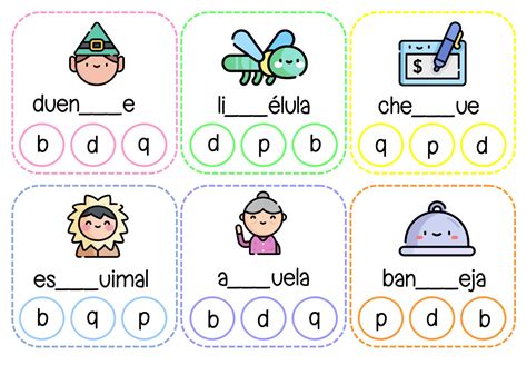 Ejercicio de lectoescritura: Diferenciación fonemas b - d - p - q ...