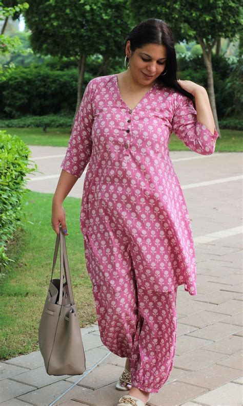 Cotton Rose A-line Kurta with Pathani Pants – Baareeki
