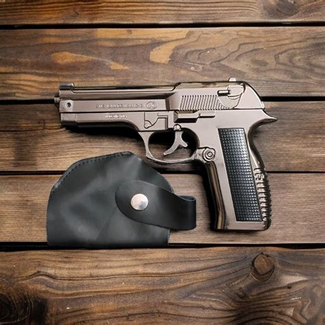 Metal Pistol Gun Lighter with Barrel Pull Back System, Silver, Model ...