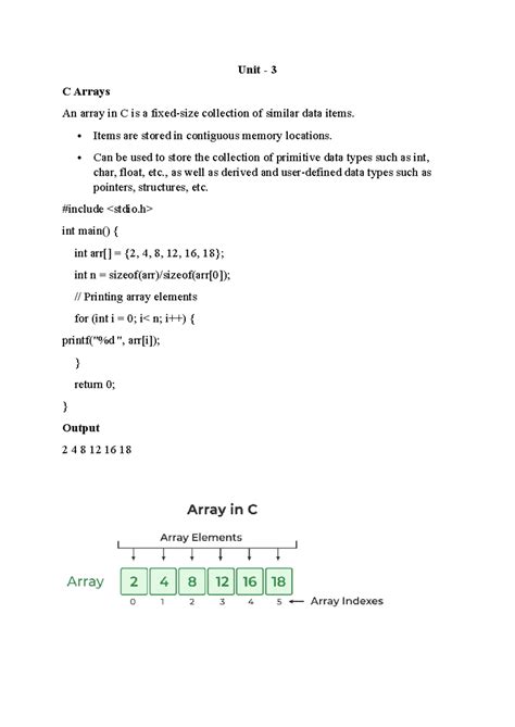 Unit 3 C Arrays: Understanding Declaration, Initialization, and ...