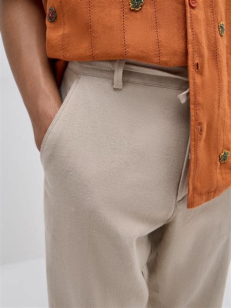 Buy ETA Taupe Resort-Fit Mid-Rise Cotton Chinos from Westside