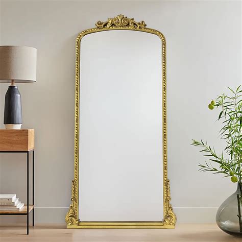 Amazon.com: EGHOME Traditional Ornate Floor Mirror Gold Arched Framed ...