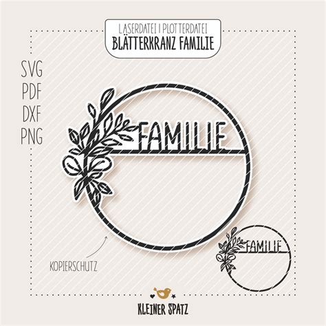 Plotterdatei, Laserdatei Motiv Blätterkranz Familie - Kreis | Kranz ...