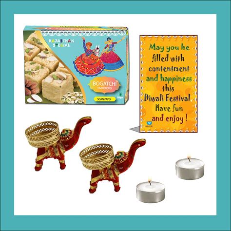 BOGATCHI Diwali Sweets Gift Box and Sweets Hamper, 200g, Free 2 ...