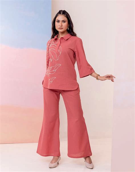 NARA RUST EMBROIDERED CO-ORD SET – Studio Misri