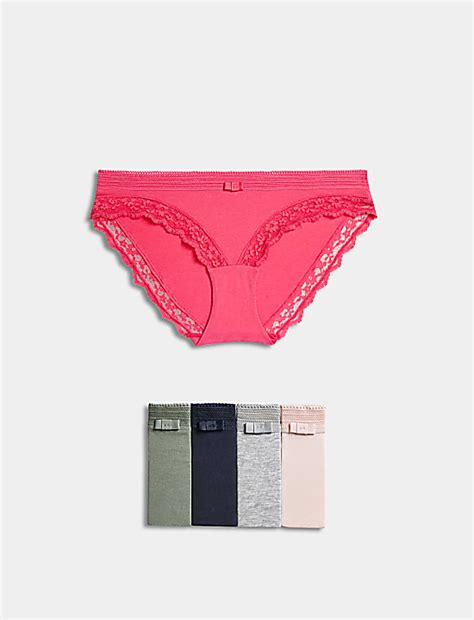 Buy Low Rise Laced Bikini Shorts at Marks & Spencer
