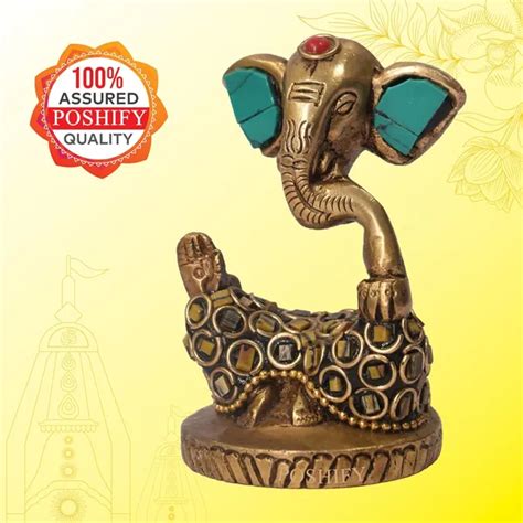 Poshify Golden Brass Ganesha With Stone Work Price in India - Buy ...