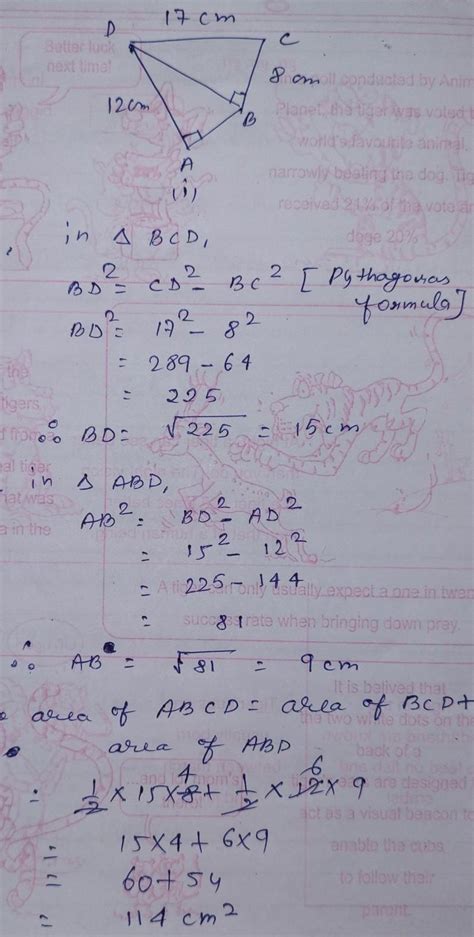calculate the area of quadrilateral ABCD in the given figureplease give ...