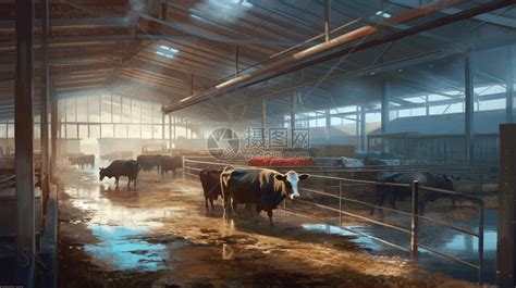 牛群在养牛场插画图片下载-正版图片600011880-摄图网