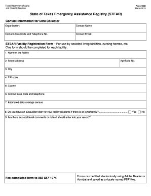 Nursing Home & Assisted Living STEAR Registration Form (PDF) - Fill and ...