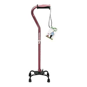 Hugo Adjustable Quad Cane for Right or Left Hand Use, Rose, Small Base ...